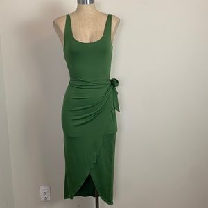 Reformation Dress Women Small Green Midi Wrap Dress Stretch